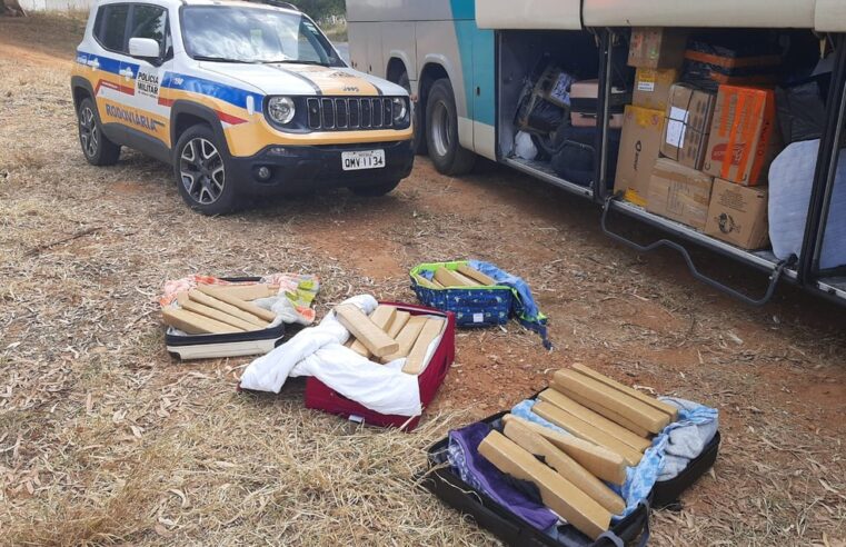 PMRv apreende 70 kg de maconha dentro de ônibus em Monte Azul