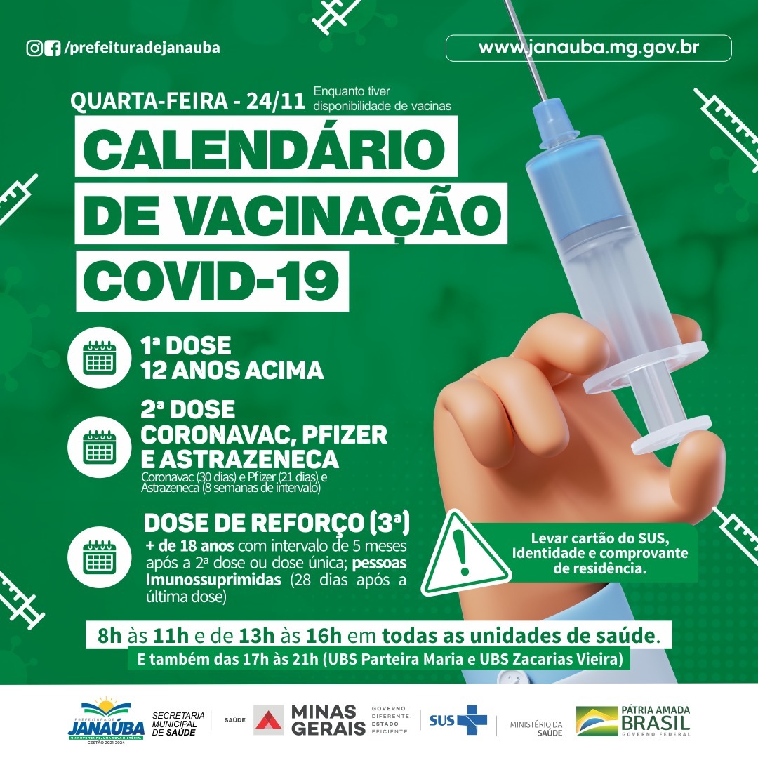 Janaúba dá continuidade à aplicação da vacina contra a COVID-19