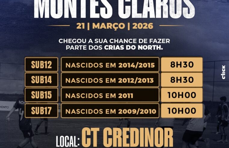 North Esporte Clube promove seletiva para descobrir novos talentos do futebol no Norte de Minas