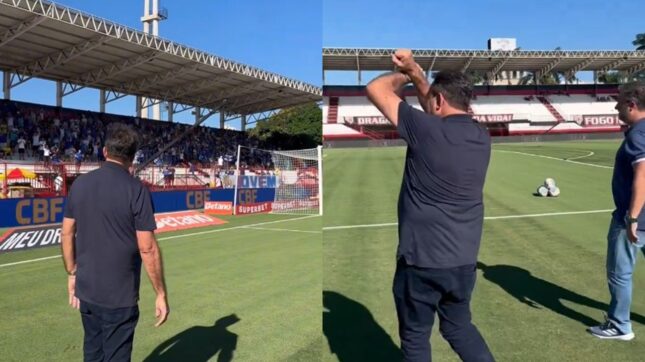 Pedrinho é ovacionado por torcedores do Cruzeiro antes de jogo com Atlético-GO