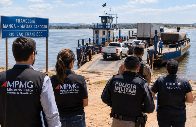 TRAVESSIA NO SÃO FRANCISCO | MPMG fiscaliza serviço de balsa entre Manga e Matias Cardoso