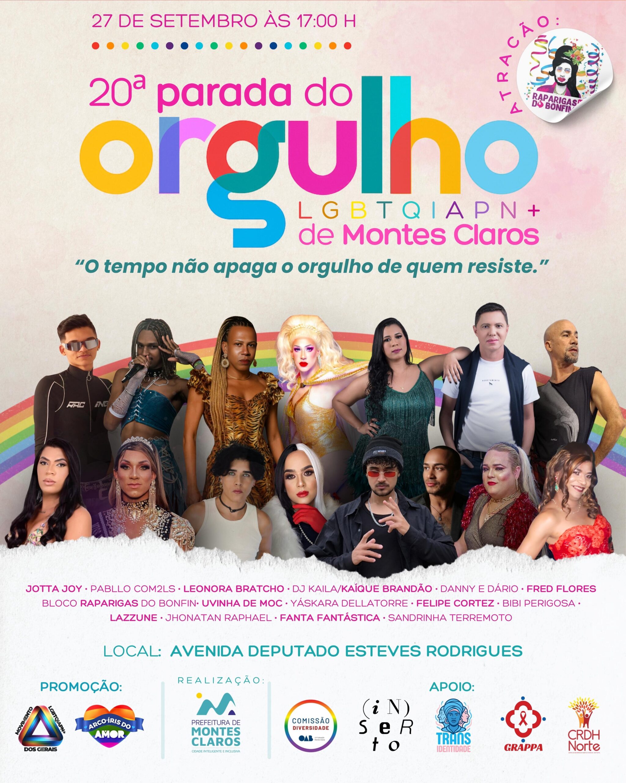 RESPEITO E RESISTÊNCIA NA AVENIDA | 20ª Parada do Orgulho LGBTQIAPN+ de Montes Claros celebra história e conquistas com o lema “O Tempo não apaga o orgulho de quem resiste”