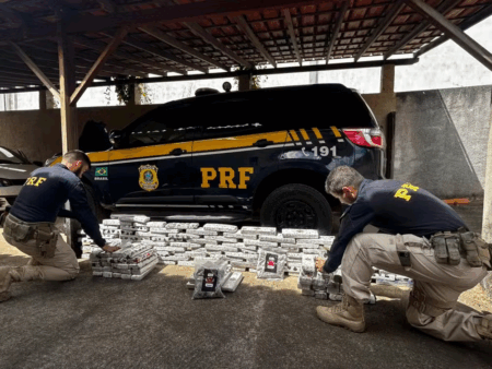 PRF apreendeu 100 kg de maconha e skunk em abordagem na BR-251, em Salinas