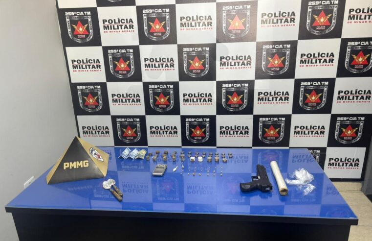 Polícia Militar prende suspeito por tráfico de drogas e apreende arma de pressão em Buritizeiro