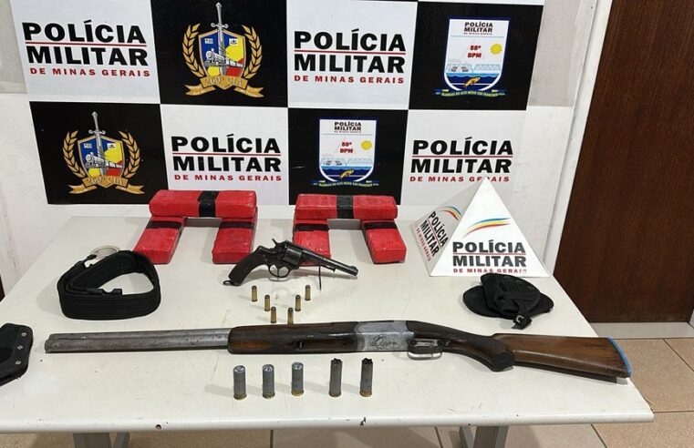 VÁRZEA DA PALMA | Polícia Militar apreende armas e drogas após denúncia de ameaças e furto