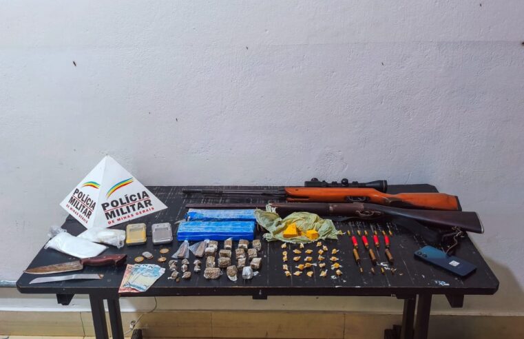 Polícia Militar prende suspeito por posse ilegal de arma de fogo e apreende drogas após ataque a tiros em Icaraí de Minas