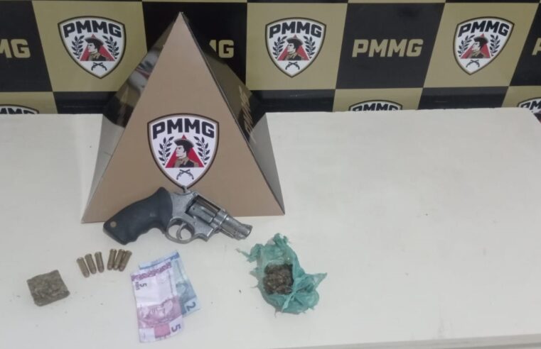 BOCAIUVA | Polícia Militar prende suspeita por porte ilegal de arma e apreende drogas
