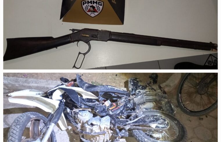 IBIAÍ | PM apreende arma de fogo de calibre restrito após acidente grave e fuga de motorista