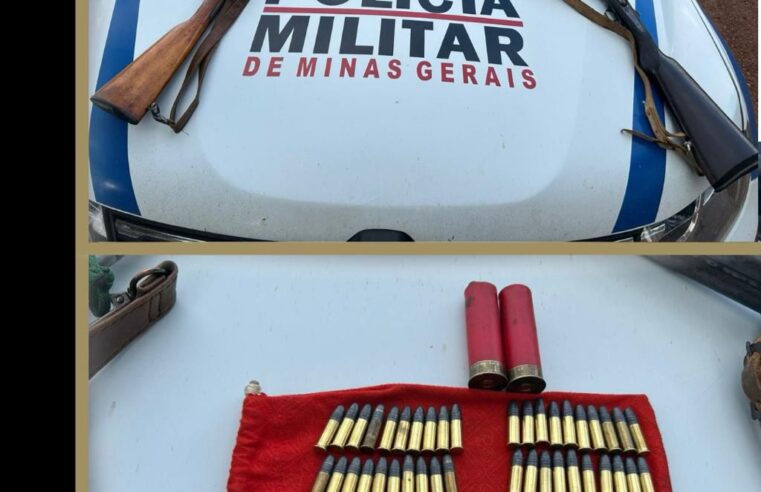 ZONA RURAL DE GRÃO MOGOL | Polícia Militar detém idoso suspeito de porte ilegal de arma de fogo e apreende armamento