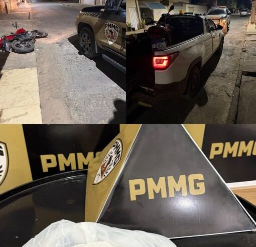 Fuga de moto termina com três homens presos e suspeita de cocaína apreendida em Jaíba