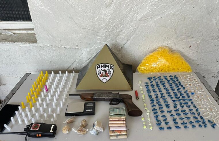 Polícia Militar prende suspeito e apreende drogas e arma no bairro Village do Lago II, em Montes Claros