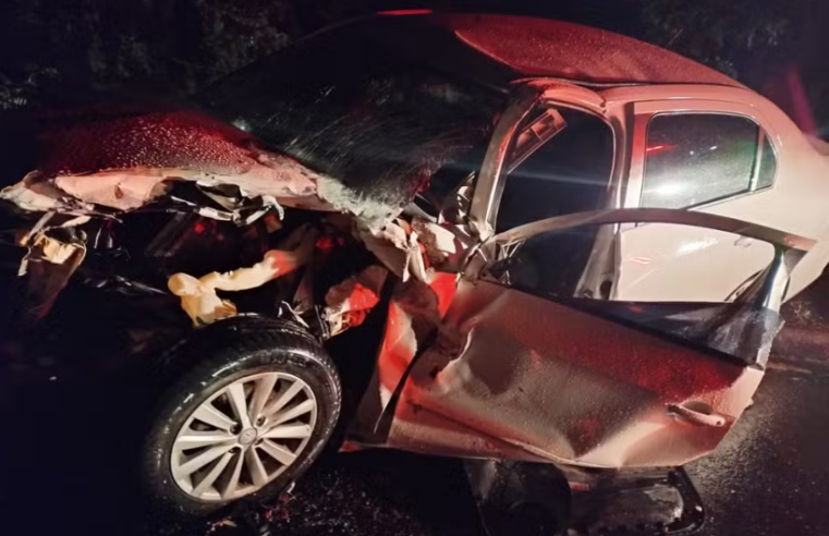 Colisão entre carro e carreta na BR-251 deixa mulher ferida em Francisco Sá