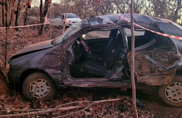 MGC-496 | Carro bate em árvore e motorista morre no local