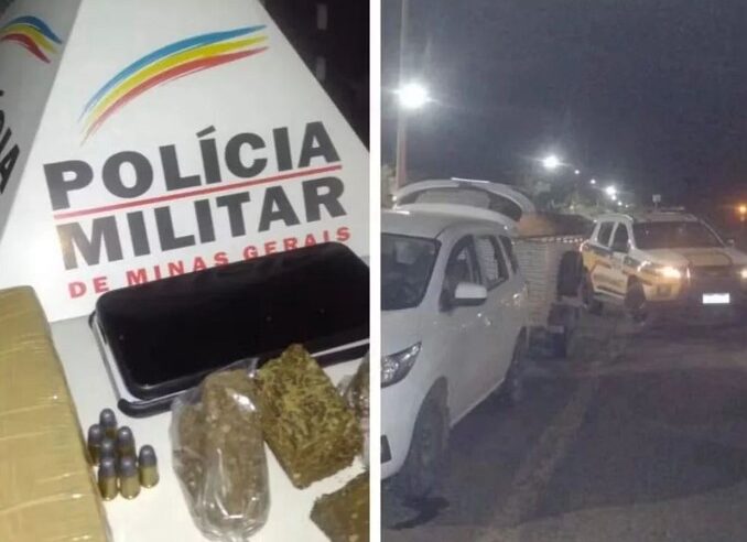 Polícia apreende maconha e munições em táxi que seguia de Montes Claros para Jaíba