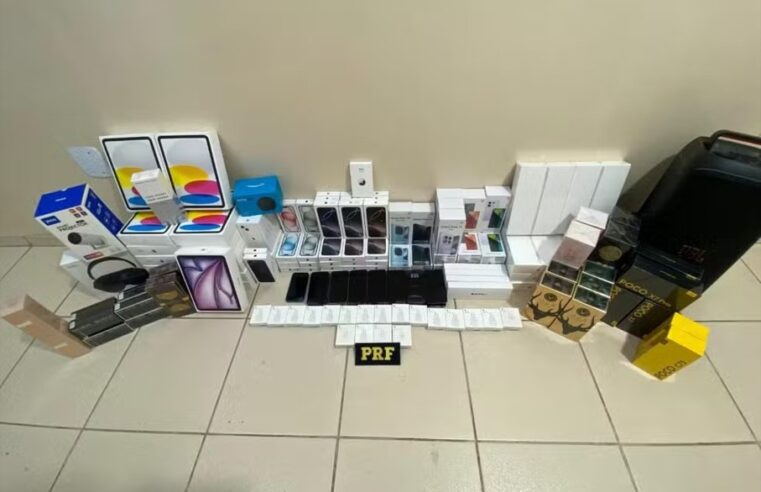 BR-365 | PRF apreende produtos eletrônicos avaliados em R$ 300 mil durante fiscalização