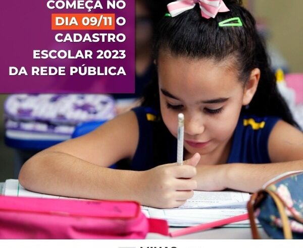 Cadastro escolar para estudar na rede pública de Minas vai até 30/11